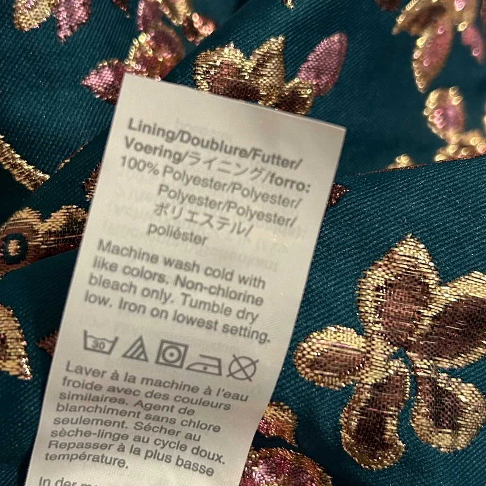 J. Crew Collection Womens Emerald Green Floral Brocade Top Size S $148 - Picture 7 of 7